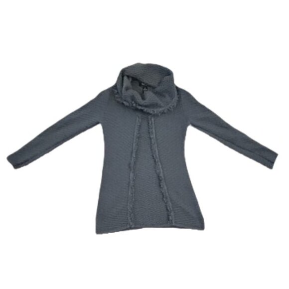 2/$30 Style & Co. Gray Grey Knit Cowl Neck Sweater Size PS Long Sleeve fringe - Picture 5 of 8